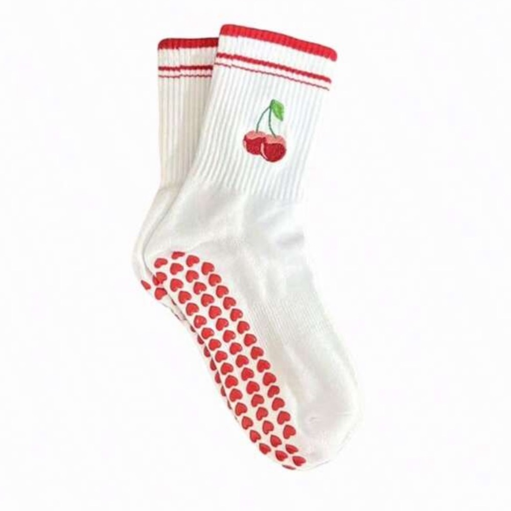 Cherry Design pilates woman’s Socks - Red and White